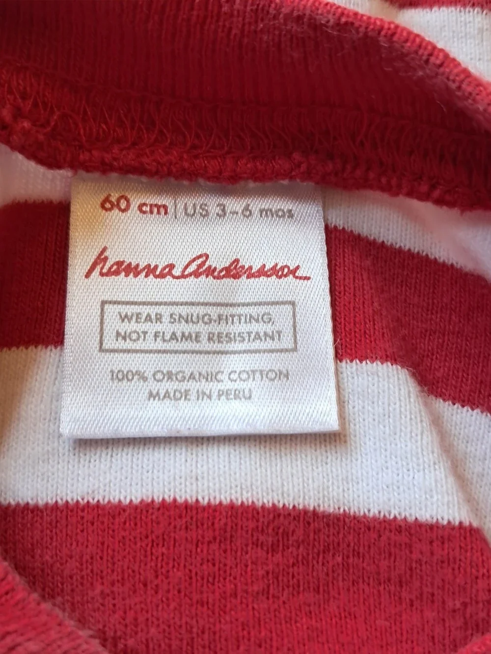 Hanna Andersson Red & White Striped Pajamas Size 3-6 Months